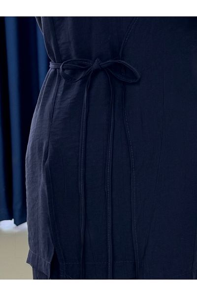 MİHRA STORE Vinmora Side Tie Kimono Strawberry Suit-Ek544 Navy Blue