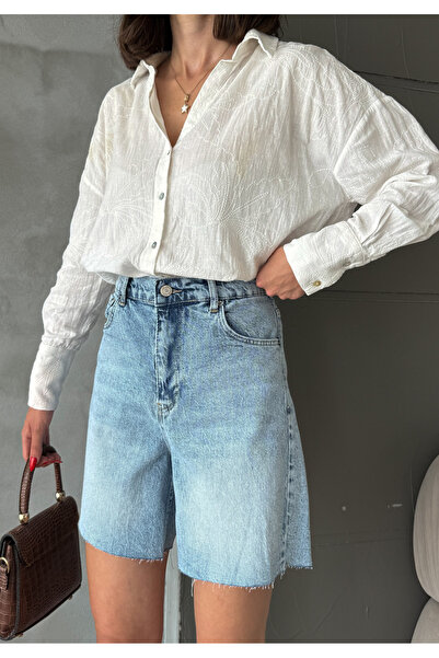 Bluezoni Kadın Özel Tasarım Likralı Kot Şort