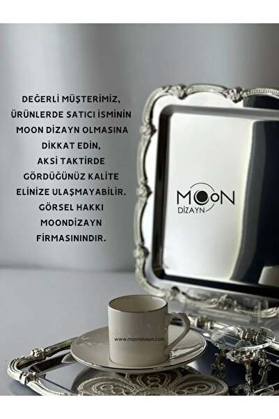 Vakıf home 6 Adet Metal Ayaklı Gold Kulplu Döküm Tek Kişilik Çay Kahve Sunum Tepsisi