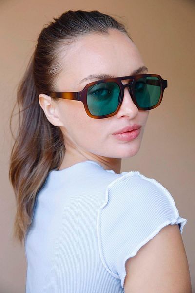 Bilge Karga Saudade Leopard Green Sunglasses