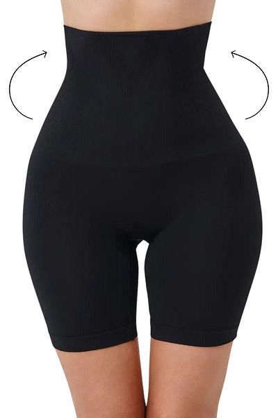 MİSTİRİK Irena Model Plus Size Push up and Firming Mini Corset Shorts Black Color