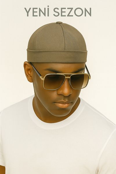 ZERAMİNE Khaki Docker Hat 100% Cotton Adjustable Velcro