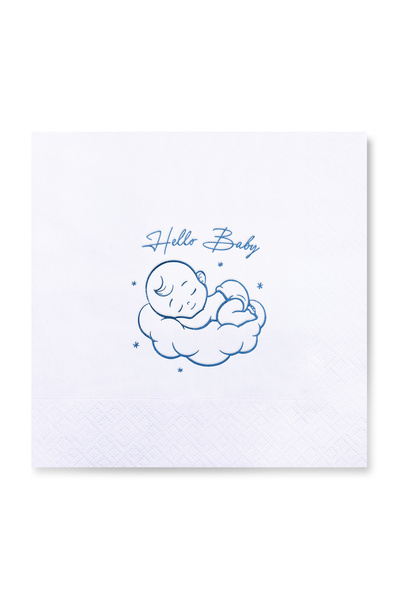 Story 33x33 سم ورق أزرق Hello Baby 16 قطعة مناديل ورقية بيضاء اللون