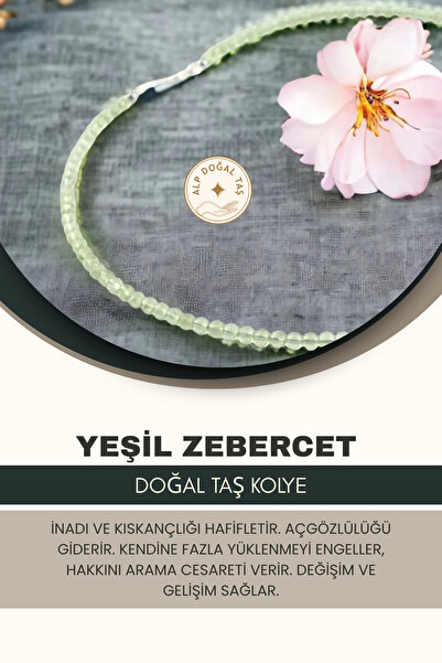 Alp Doğal Taş Yeşil Zebercet Doğal Taş Kolye