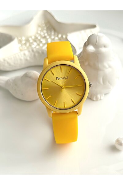 Ferrucci Ferrucci̇-(Yellow Color) Silicone Cord Women Wrist Watch