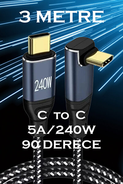 JUDAS C26 Type-C To C 90 Derece 5A/240W Şarj ve Data Kablosu -3mt