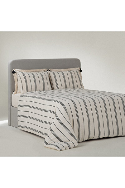 Ecocotton طقم غطاء لحاف موسلين مزدوج - 100% قطن عضوي، أسود، 200x220 سم