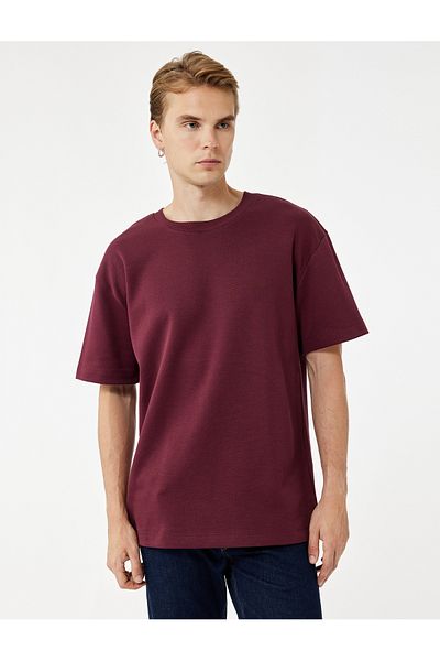 Koton Cotton Short Sleeve Pique Fabric Crew Neck Basic Oversize T-Shirt