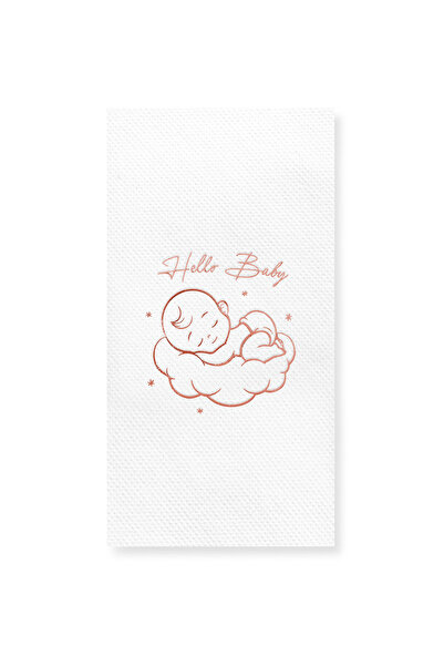Story 40 × 40 سم مناديل ورقية باللون الأبيض منقوشة من Hello Baby مقاس 40 × 40 سم
