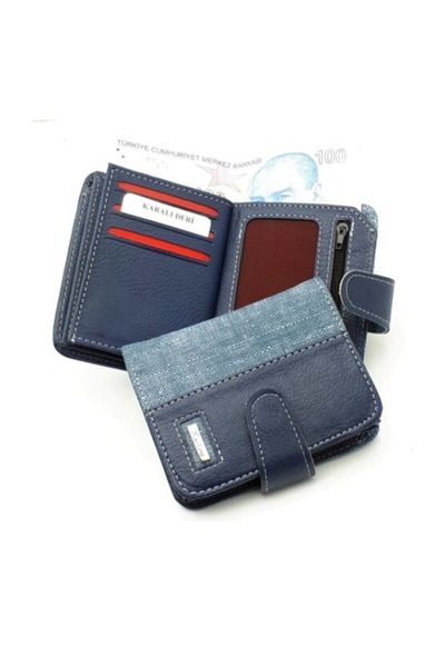 Newish Men's Wallet with Card Holder and Paper Money Compartment Stylish Daily Fashion Navy Blue (11,5X9CM)