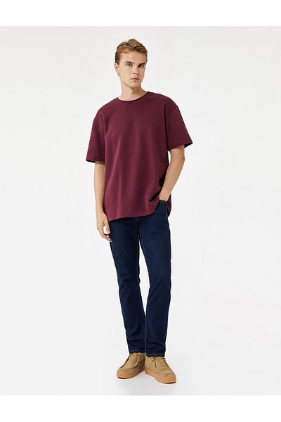 Koton Cotton Short Sleeve Pique Fabric Crew Neck Basic Oversize T-Shirt