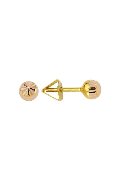 İdeal Sarraf Mini Boy Vidalı Top Küpe 0.50 gr. 0.3 mm. 14 Ayar Altın