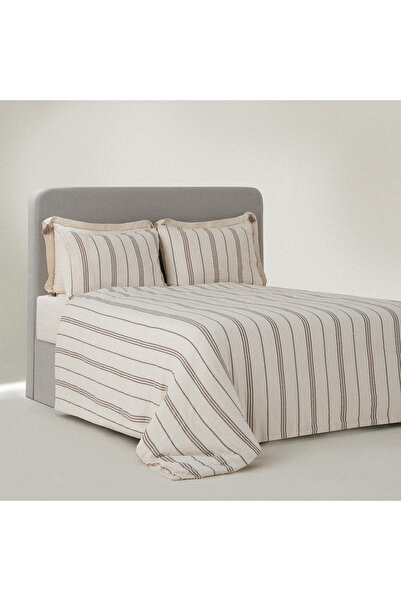 Ecocotton طقم غطاء لحاف مزدوج من Izgi 100% قطن عضوي موسلين بيج 200x220 سم