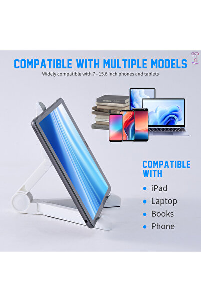 TOBY Multi-Purpose Adjustable Tablet and Phone Stand with Three Color Options: Pink, White, Black