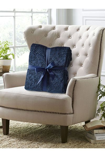 Donetella King Size Fleece Blanket 210x240 cm, Floral Texture Soft & Cozy, 350 GSM for Bed & Sofa