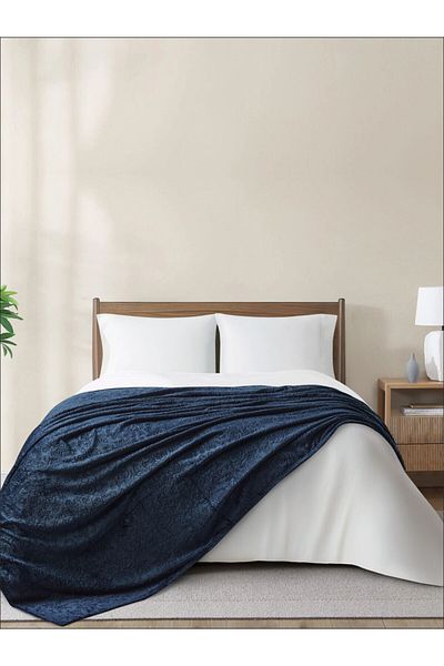 Donetella King Size Fleece Blanket 210x240 cm, Floral Texture Soft & Cozy, 350 GSM for Bed & Sofa