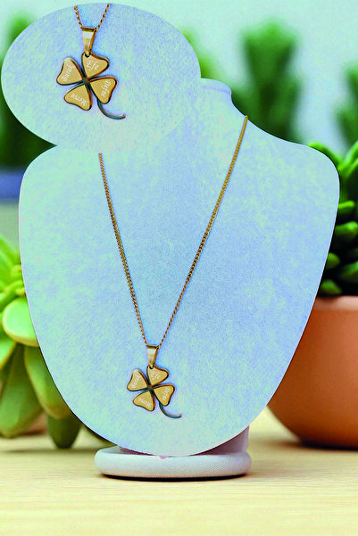 Bizle Tasarla Kişiye Özel Lazer İsimli Yonca Kolye Paslanmaz Çelik