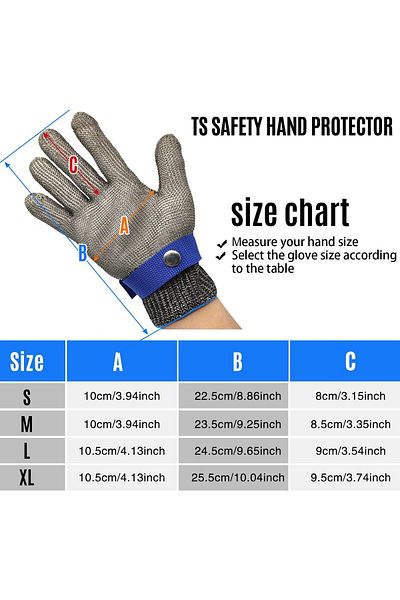 ANILLOROCA Steel Mesh Cut-Resistant Safety Glove, Size L