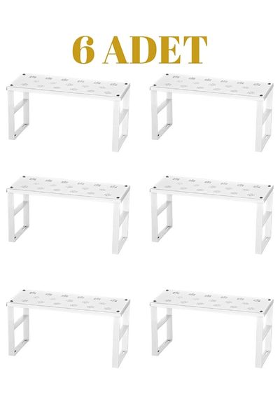 Myend 6Pcs Stainless Metal In-Cabinet Organizer Shelf Cup Plate Seasoning Rack Organizer Shelf