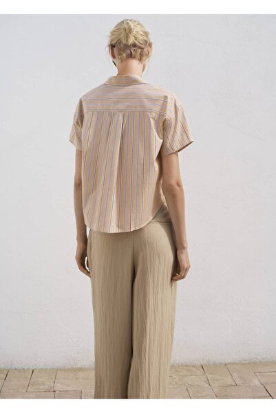 MANGO Woman Ριγέ κοντομάνικο πουκάμισο