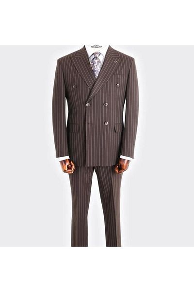 MASSARO Double-breasted Striped Slimfit Suit Dress