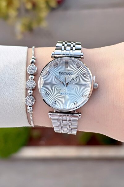 Ferrucci Silver Renk 24 Ay Garantili Kadın Kol Saati Ve Bileklik