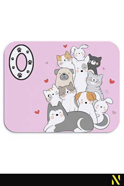 nilizma Εργονομικό ποντίκι με μοτίβο με χαριτωμένα ζώα με γράμμα O - 22 cm X ...