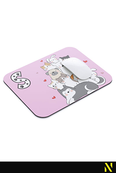 nilizma S Harfli Sevimli Hayvanlar Desenli Ergonomik Mouse Pad - 22 Cm X 18 Cm - Kaydırmaz Taban Mousepad