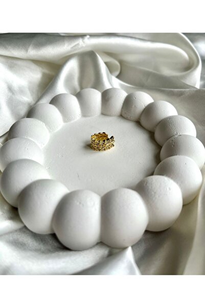 Bijou Luz Gold Yaprak Desen Zirkon Taşlı Earcuff