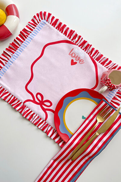 RİTMOHOME Fırfırlı, Desenli, Dijital Baskılı, Renkli, Çizgili, Amerikan Servis 35x45 Cm (1 ADET)