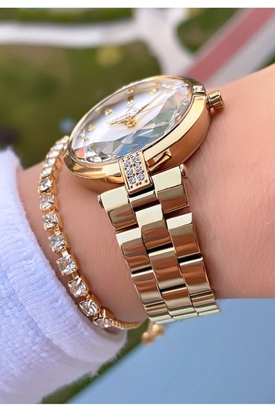 Daniel Klein Gold Colored Women's Wristwatch and Bracelet Gift