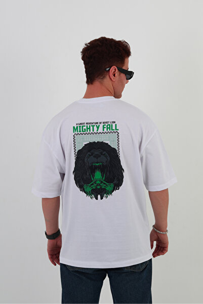 mantova تي شيرت MIGHTY FALL كبير الحجم |   طباعة على الظهر – تي شيرت للجنسين ...