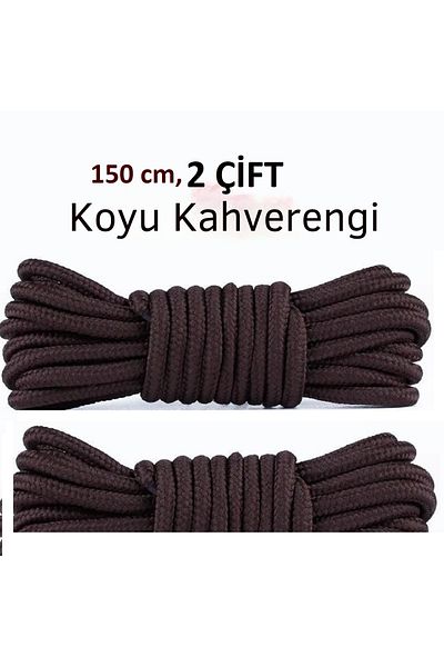 Mawrond 2 Pairs - 150 Cm, Very Dark Brown, Extra Strong, Thick, Ribbed Round Boots, Shoelaces
