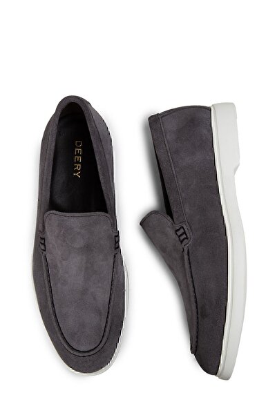 Deery Hakiki Süet Gri Erkek Loafer Ayakkabı