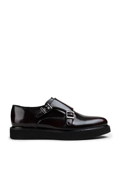 Deery Pantofi de damă din piele naturală roșu Claret Daily cu cataramă dublă