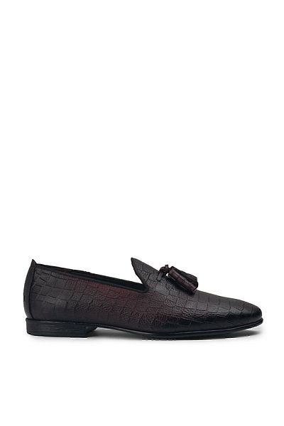 Deery Ανδρικό Loafer με φούντα από γνήσιο δέρμα Claret Red