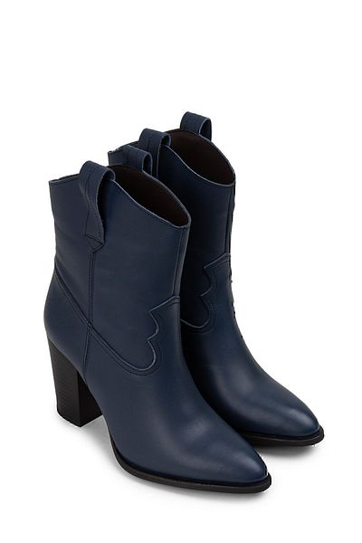 Deery Γυναικείες μπότες από γνήσιο δέρμα Navy Blue