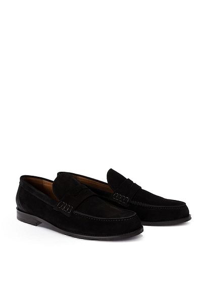 Deery Ανδρικά μαύρα γνήσια σουέτ Loafers