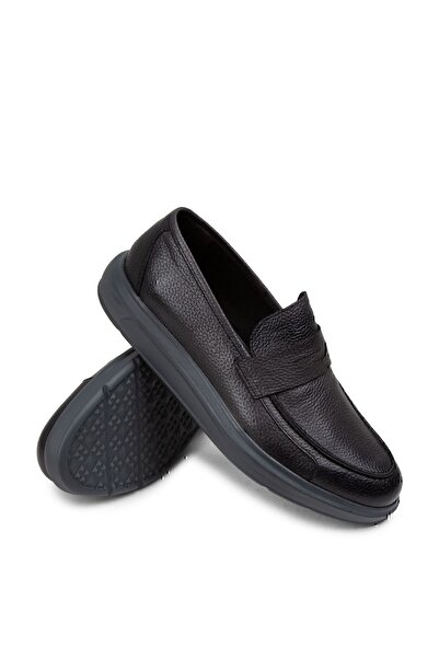 Deery Hakiki Deri Gri Erkek Comfort Loafer Ayakkabı