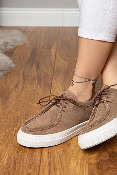 Deery Hakiki Süet Vizon Rengi Sneaker Kadın Ayakkabı