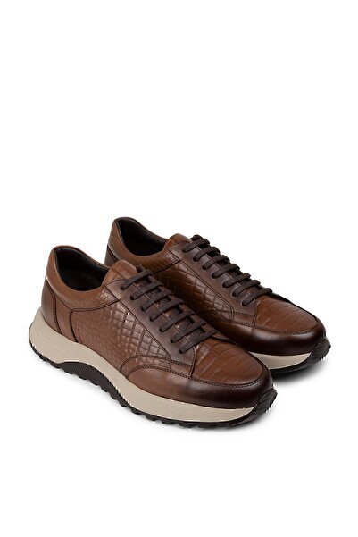 Deery Hakiki Deri Taba Rengi Erkek Sneaker Ayakkabı