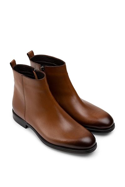 Deery Ανδρικές μπότες από γνήσιο δέρμα Tan Color με φερμουάρ
