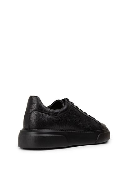 Deery Men's Genuine Leather Black Sneaker Shoes