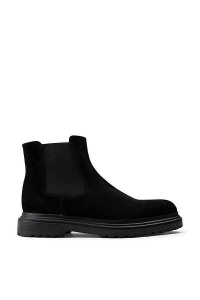 Deery Genuine Suede Black Men's Chelsea Boots