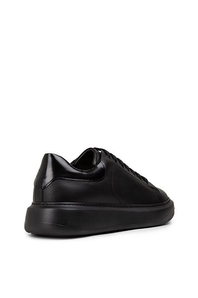 Deery Men's Genuine Leather Black Sneaker Shoes