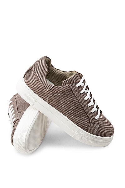Deery Hakiki Deri Vizon Rengi Sneaker Kadın Ayakkabı