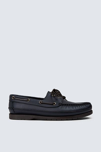 Deery Ανδρικά παπούτσια βάρκας από γνήσιο δέρμα Navy Blue Marine