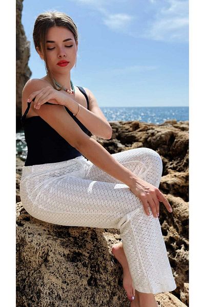 MY Wooft White Summer Beachwear Pareo Swimsuit Bikini Bottom