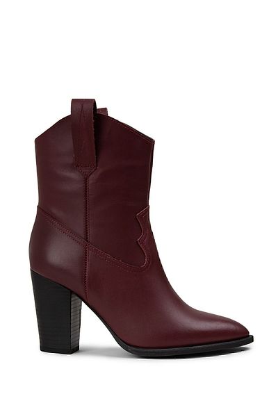 Deery Γυναικείες μπότες Claret Red από γνήσιο δέρμα