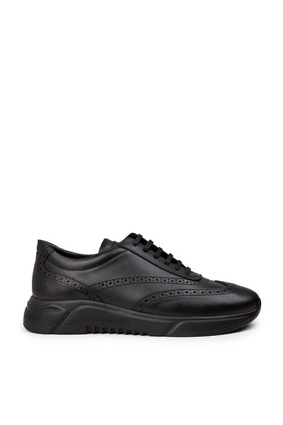 Deery Men's Genuine Leather Black Sports Shoes